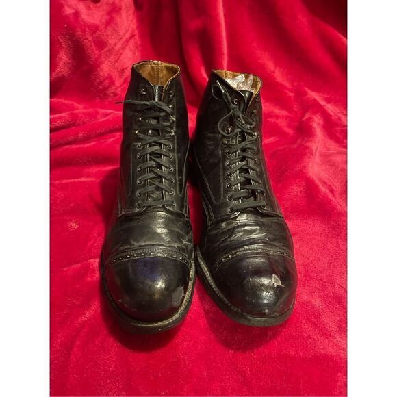 Antique O’Sullivans 1920-30’s Black Leather Tall Boots Sz 9 - Picture 1 of 14